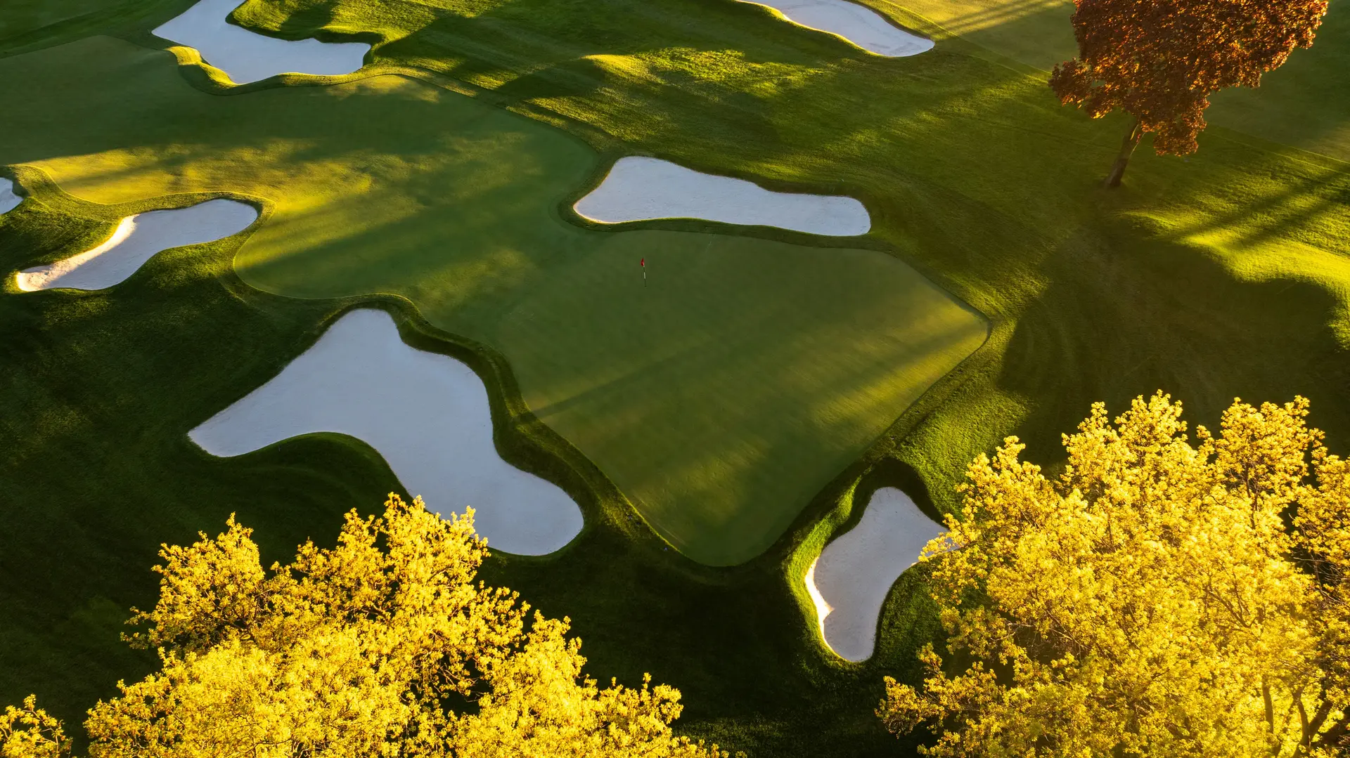 Aerial view of golf course construction zone