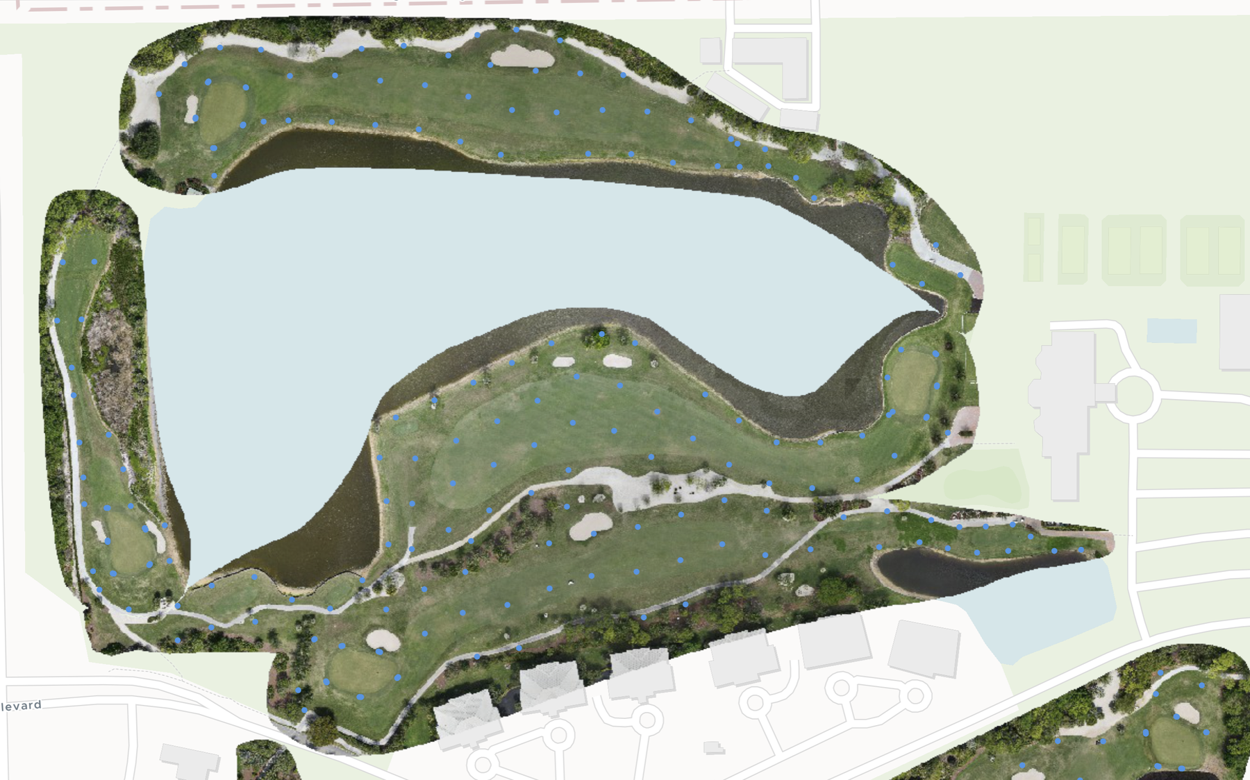 Irrigation head locations — geolocated sprinkler heads on course map