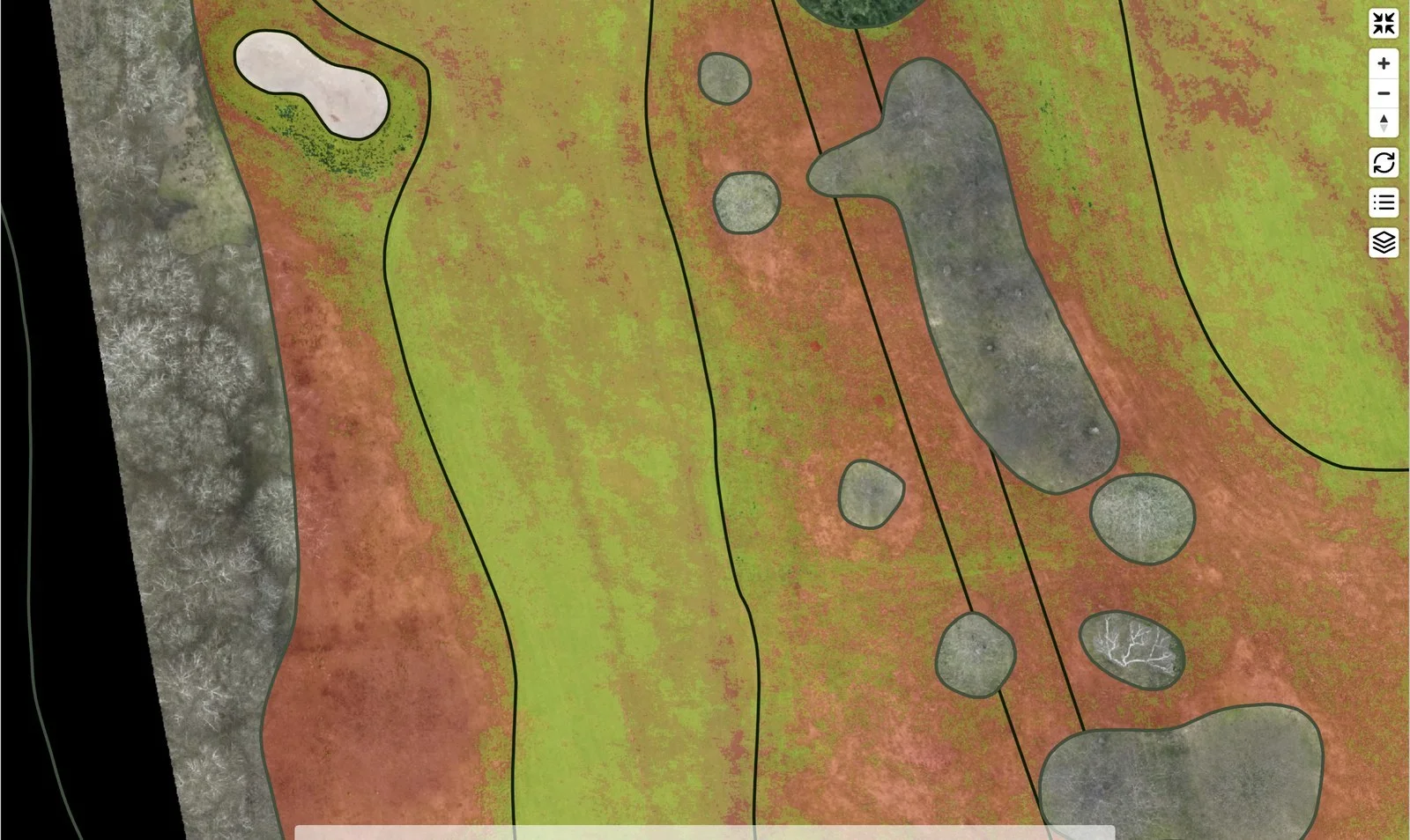 Stress map closeup showing stress patterns concentrated along zone edges and transition areas